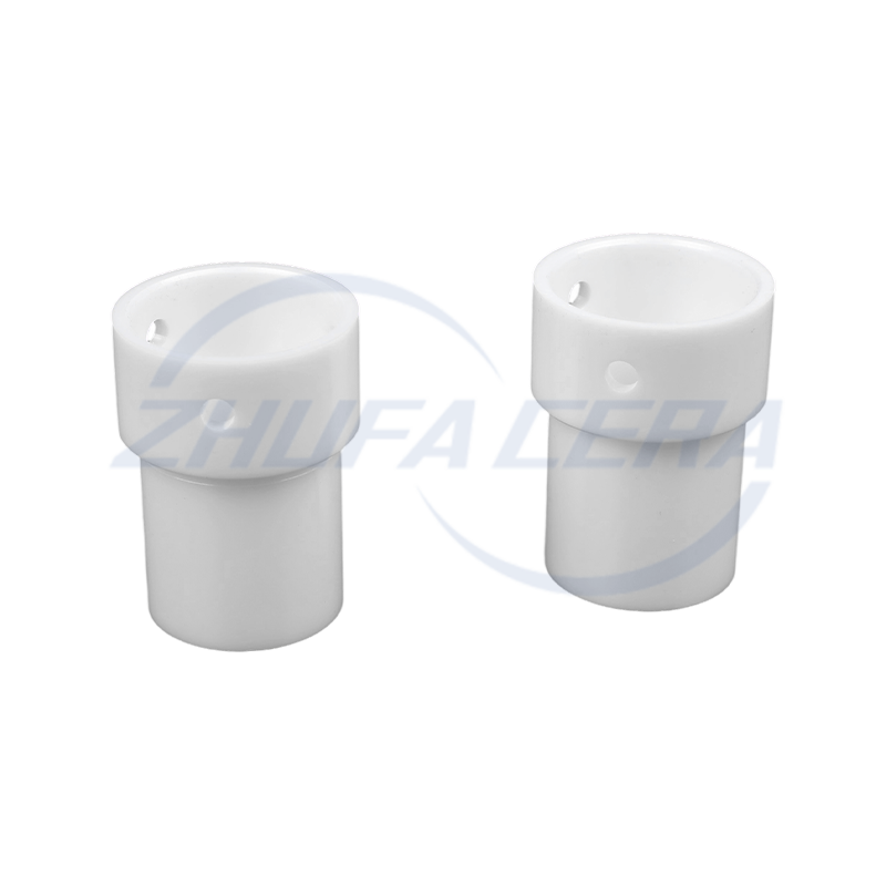 Tubo cerâmico perfurado em forma de T de alumina